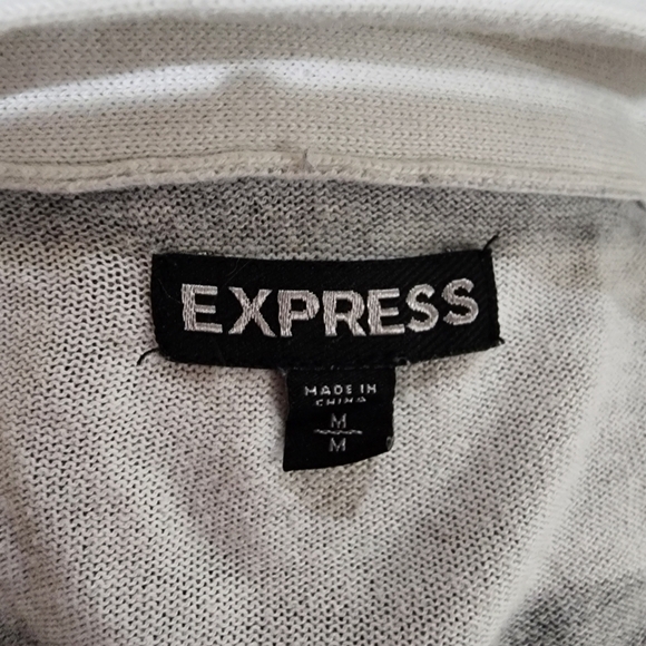 Express Gray and White Striped Knit Cardigan Size M - Picture 11 of 13